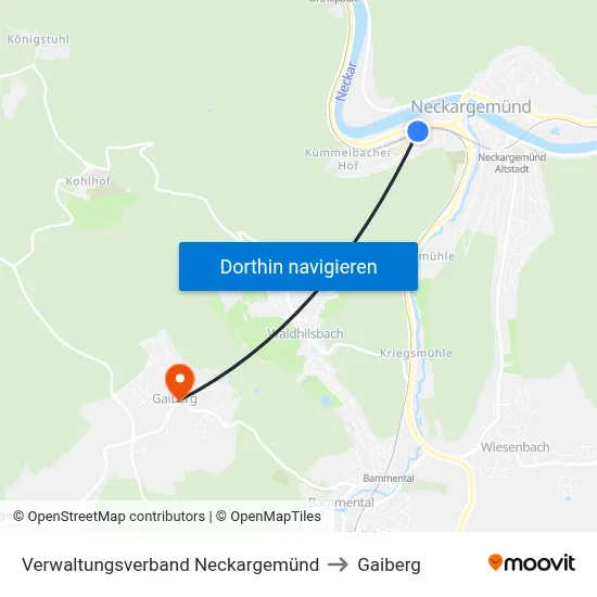 Verwaltungsverband Neckargemünd to Gaiberg map