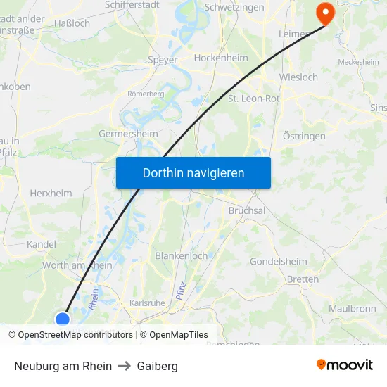 Neuburg am Rhein to Gaiberg map