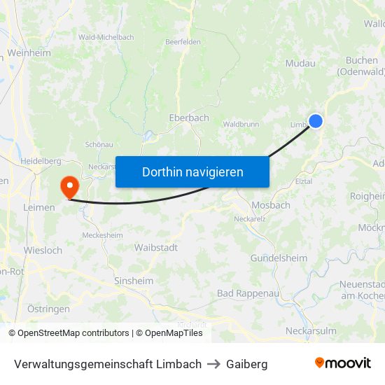 Verwaltungsgemeinschaft Limbach to Gaiberg map