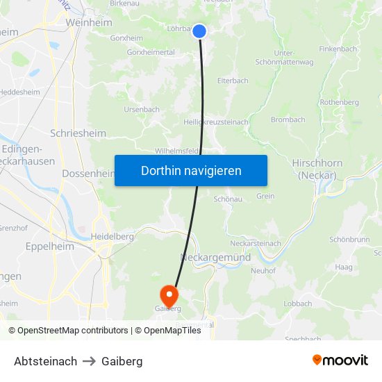 Abtsteinach to Gaiberg map