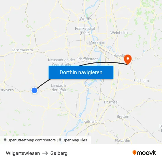 Wilgartswiesen to Gaiberg map