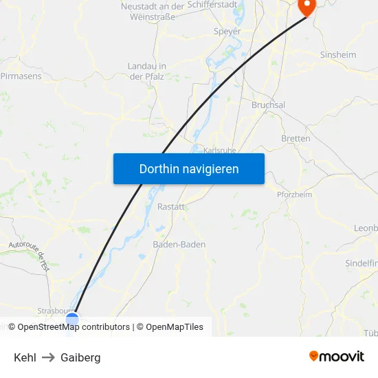 Kehl to Gaiberg map