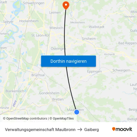Verwaltungsgemeinschaft Maulbronn to Gaiberg map