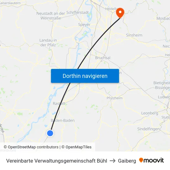 Vereinbarte Verwaltungsgemeinschaft Bühl to Gaiberg map