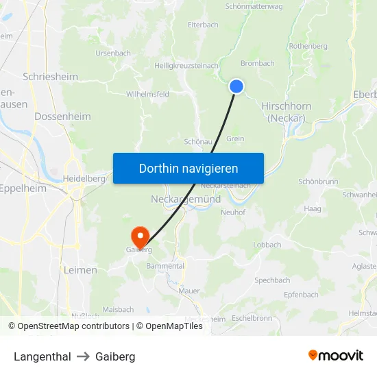 Langenthal to Gaiberg map