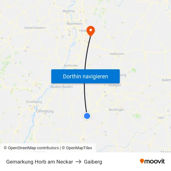 Gemarkung Horb am Neckar to Gaiberg map