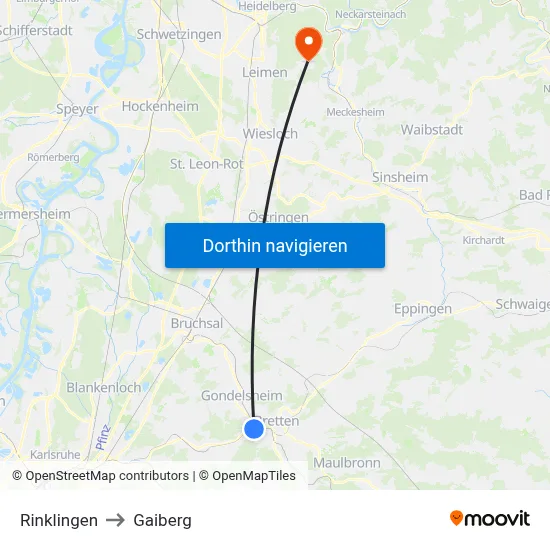 Rinklingen to Gaiberg map