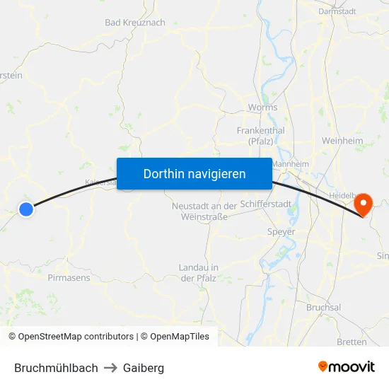 Bruchmühlbach to Gaiberg map