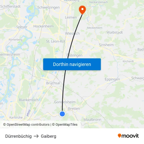 Dürrenbüchig to Gaiberg map