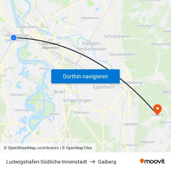 Ludwigshafen-Südliche-Innenstadt to Gaiberg map