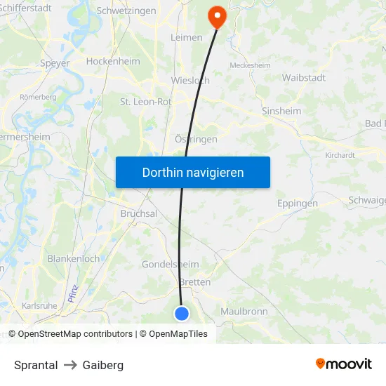 Sprantal to Gaiberg map