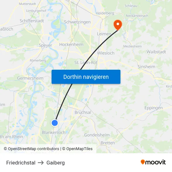 Friedrichstal to Gaiberg map