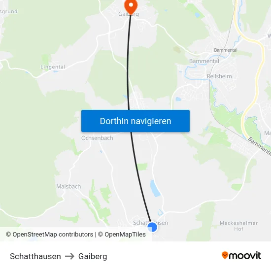 Schatthausen to Gaiberg map