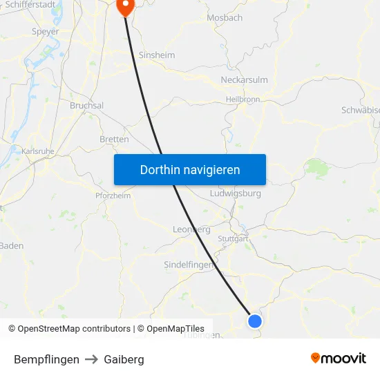 Bempflingen to Gaiberg map