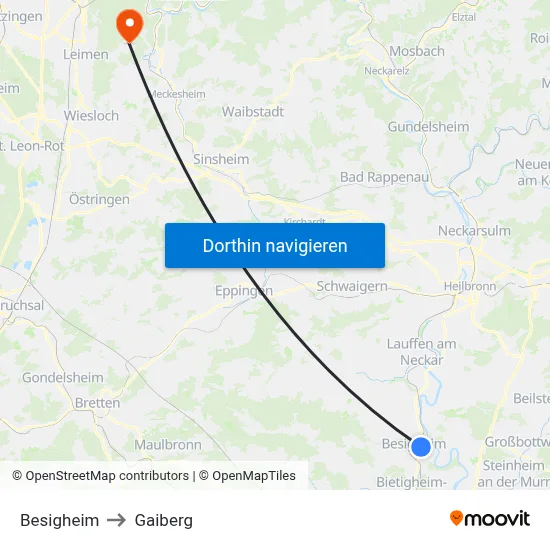 Besigheim to Gaiberg map