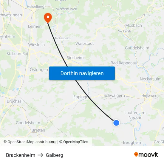 Brackenheim to Gaiberg map