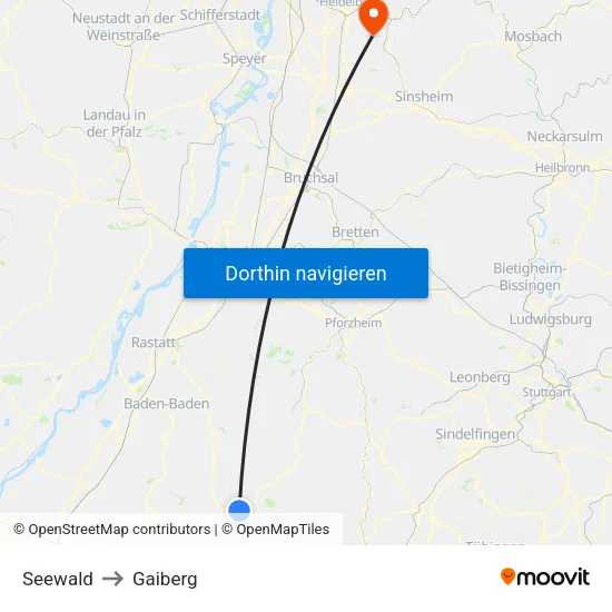 Seewald to Gaiberg map