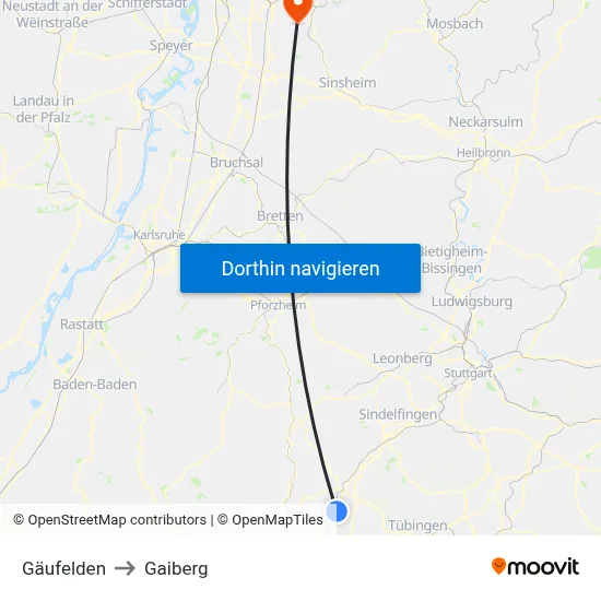 Gäufelden to Gaiberg map