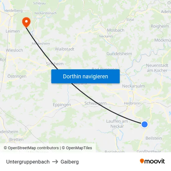 Untergruppenbach to Gaiberg map