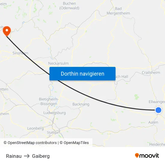 Rainau to Gaiberg map