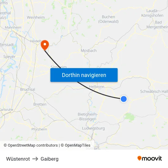 Wüstenrot to Gaiberg map