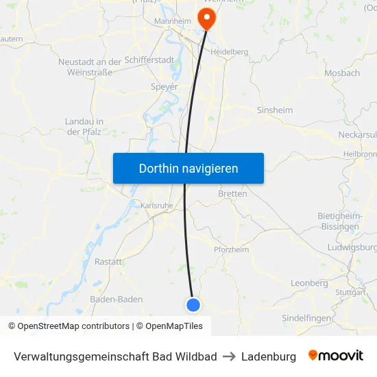 Verwaltungsgemeinschaft Bad Wildbad to Ladenburg map