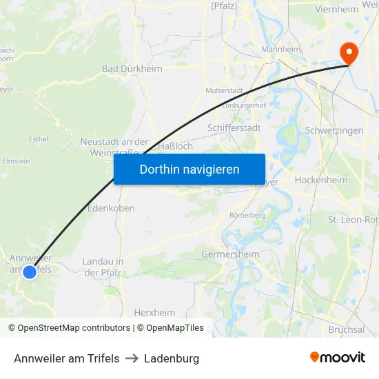 Annweiler am Trifels to Ladenburg map