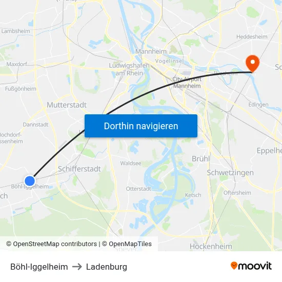 Böhl-Iggelheim to Ladenburg map