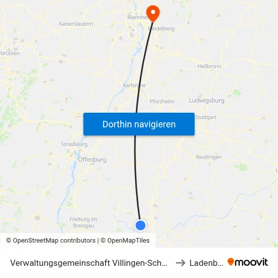 Verwaltungsgemeinschaft Villingen-Schwenningen to Ladenburg map