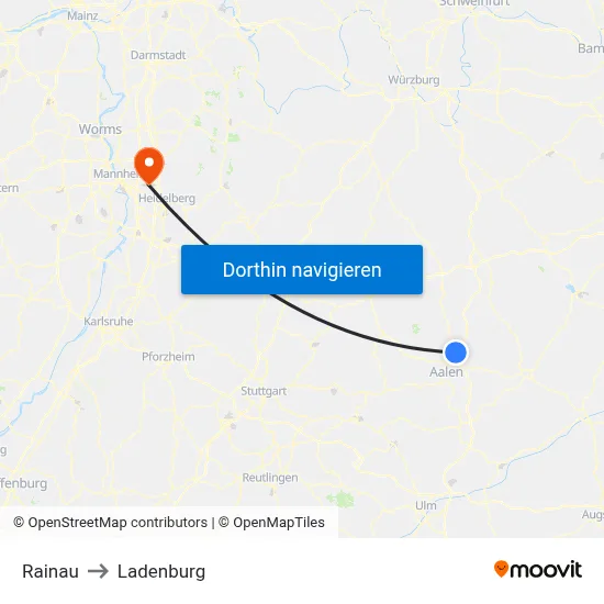 Rainau to Ladenburg map