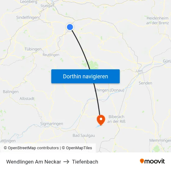 Wendlingen Am Neckar to Tiefenbach map