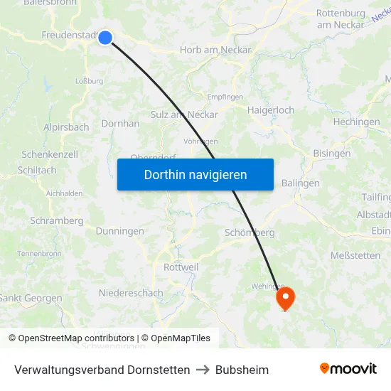 Verwaltungsverband Dornstetten to Bubsheim map