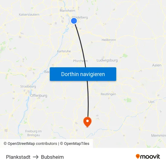 Plankstadt to Bubsheim map