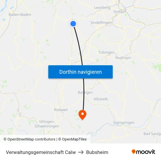 Verwaltungsgemeinschaft Calw to Bubsheim map