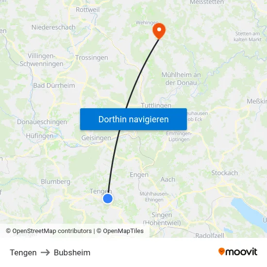 Tengen to Bubsheim map