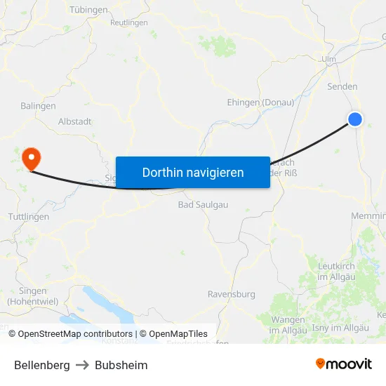 Bellenberg to Bubsheim map