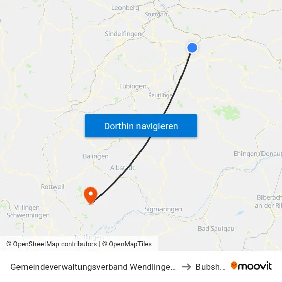 Gemeindeverwaltungsverband Wendlingen am Neckar to Bubsheim map