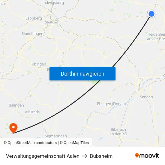 Verwaltungsgemeinschaft Aalen to Bubsheim map