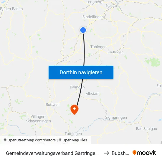 Gemeindeverwaltungsverband Gärtringen/Ehningen to Bubsheim map
