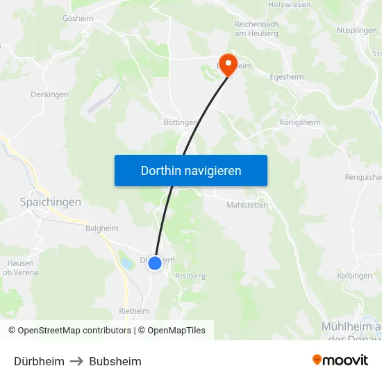 Dürbheim to Bubsheim map