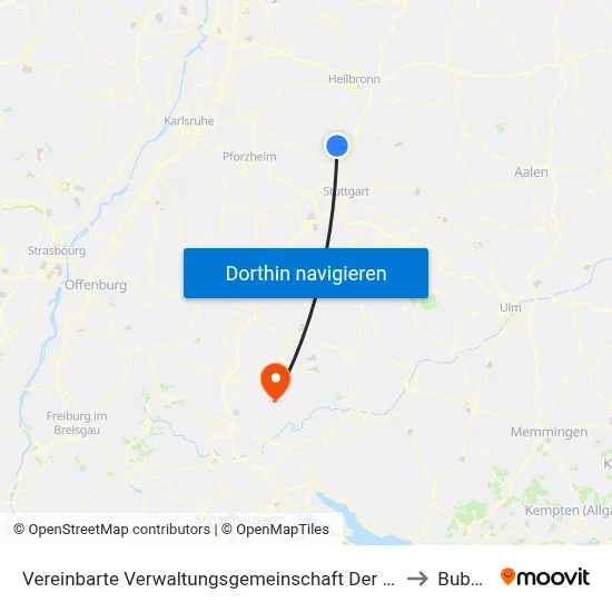 Vereinbarte Verwaltungsgemeinschaft Der Stadt Bietigheim-Bissingen to Bubsheim map