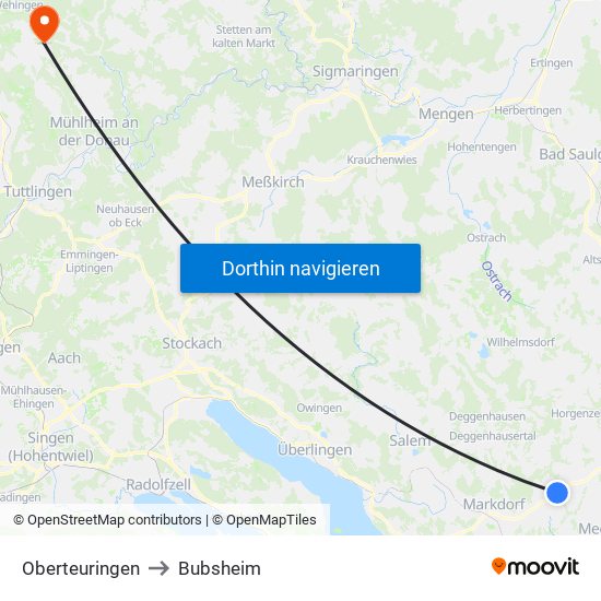Oberteuringen to Bubsheim map