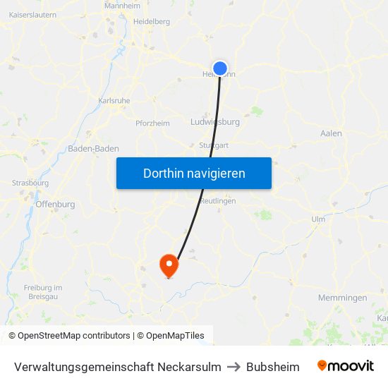 Verwaltungsgemeinschaft Neckarsulm to Bubsheim map