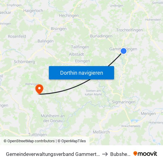 Gemeindeverwaltungsverband Gammertingen to Bubsheim map