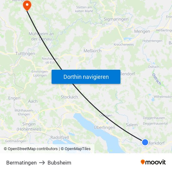 Bermatingen to Bubsheim map