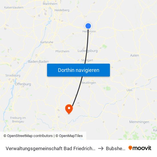 Verwaltungsgemeinschaft Bad Friedrichshall to Bubsheim map