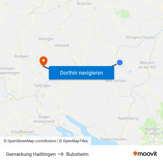Gemarkung Hailtingen to Bubsheim map