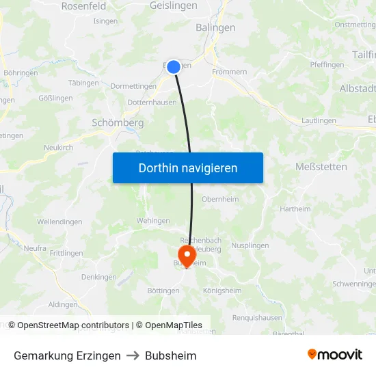 Gemarkung Erzingen to Bubsheim map