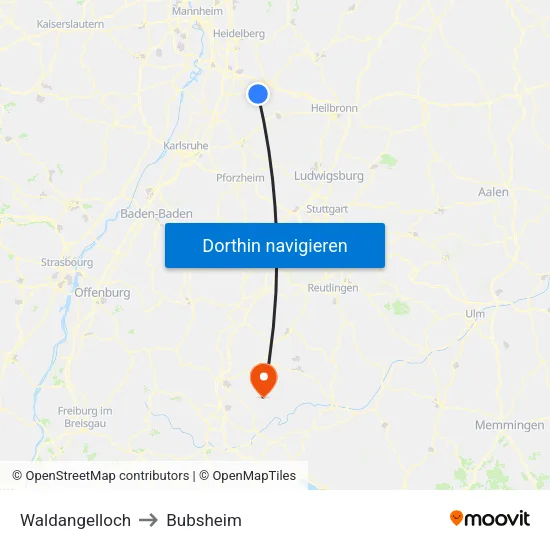 Waldangelloch to Bubsheim map