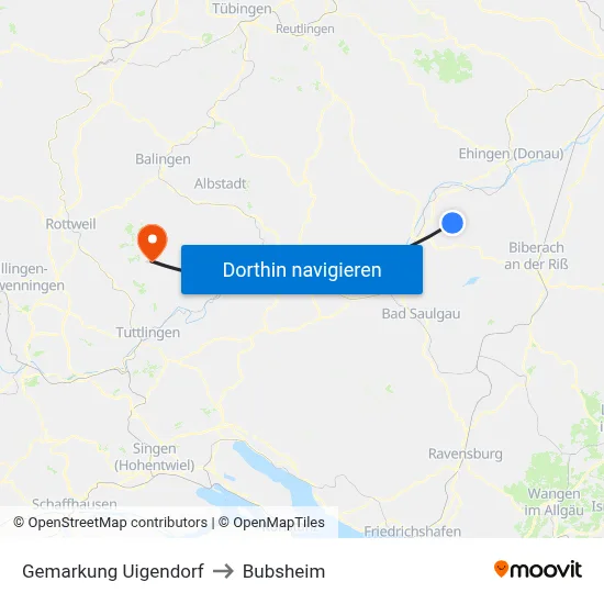 Gemarkung Uigendorf to Bubsheim map